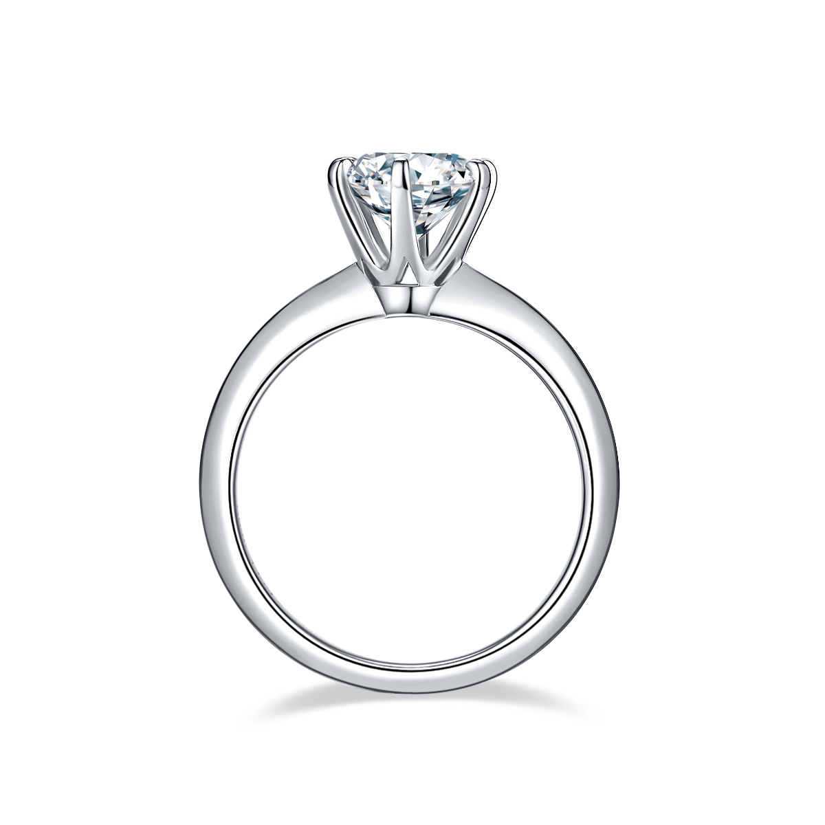 Light Arm T Home Six Claw S925 Silver Plated Platinum Moissanite Diamond Women's Ring 1.5 Carat D-Class